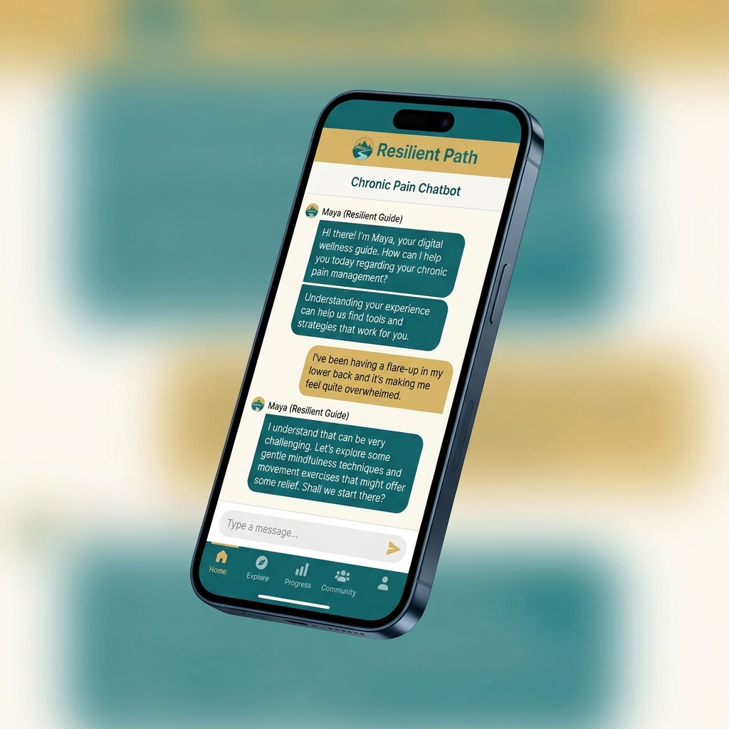 Resilient Path companion app showing AI therapist chat interface